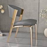 Curved Back Faux Leather Metal Dining Chair Champagne Image - 3