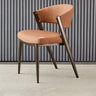 Curved Back Faux Leather Metal Dining Chair Champagne Image - 7