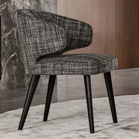 Curved Back Upholstered Arm Chair Dining Chair Black Image - 1