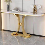 Curved Base Marble Gold Half-circle Display Console Table Image - 1