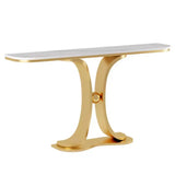 Curved Base Marble Gold Half-circle Display Console Table Image - 10