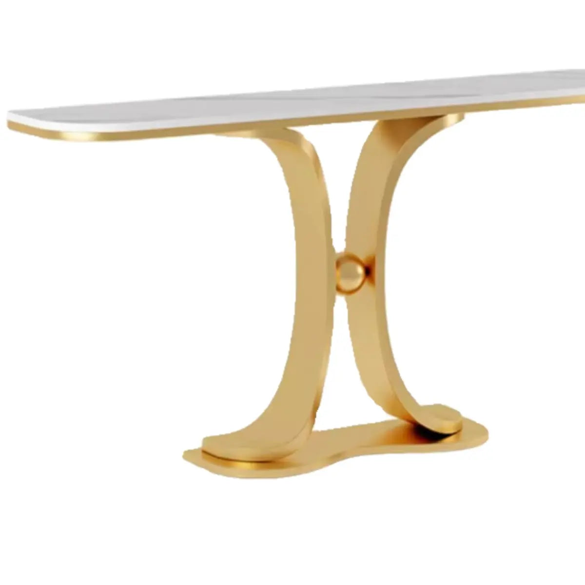 Curved Base Marble Gold Half-circle Display Console Table Image - 12