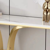 Curved Base Marble Gold Half-circle Display Console Table Image - 15