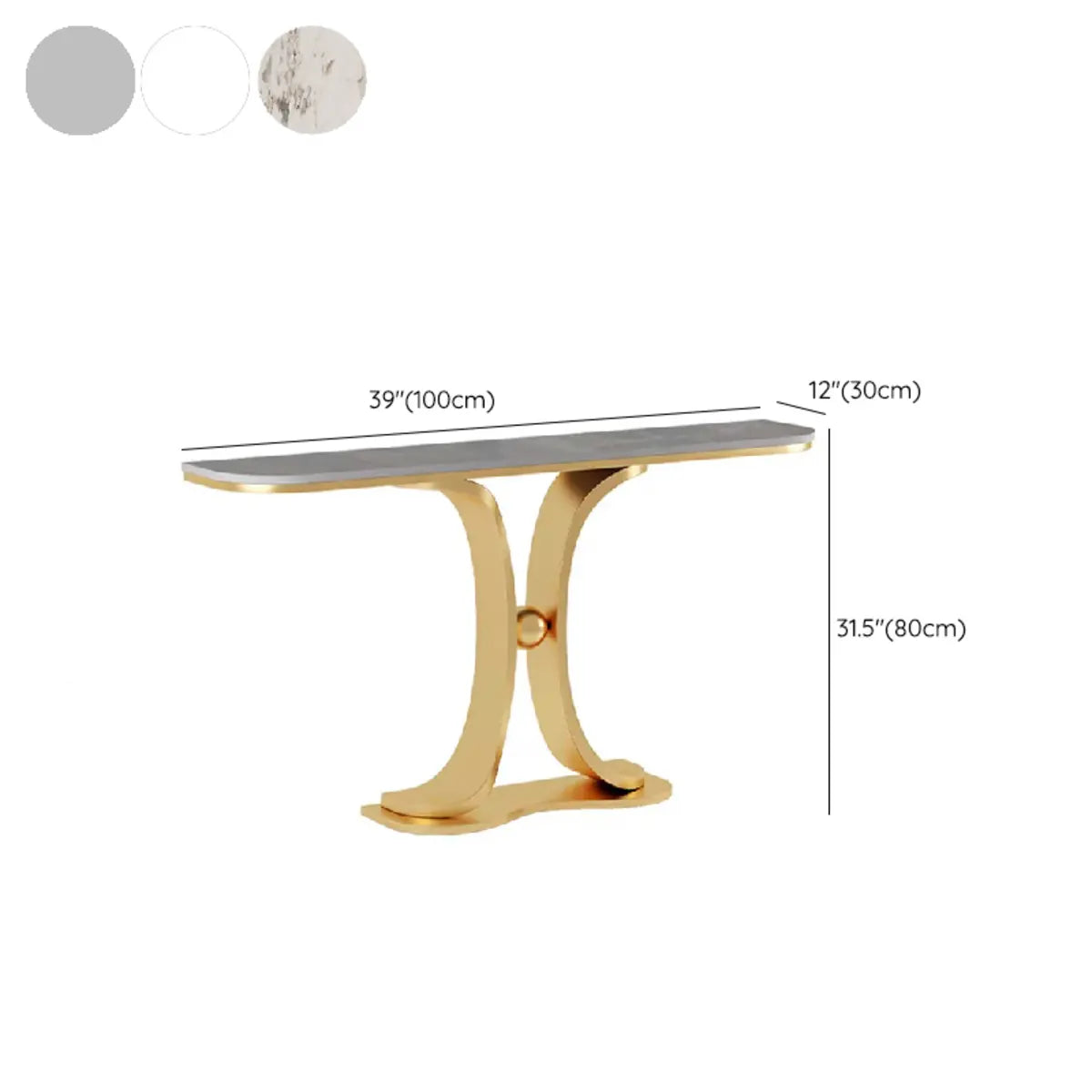 Curved Base Marble Gold Half-circle Display Console Table Image - 21