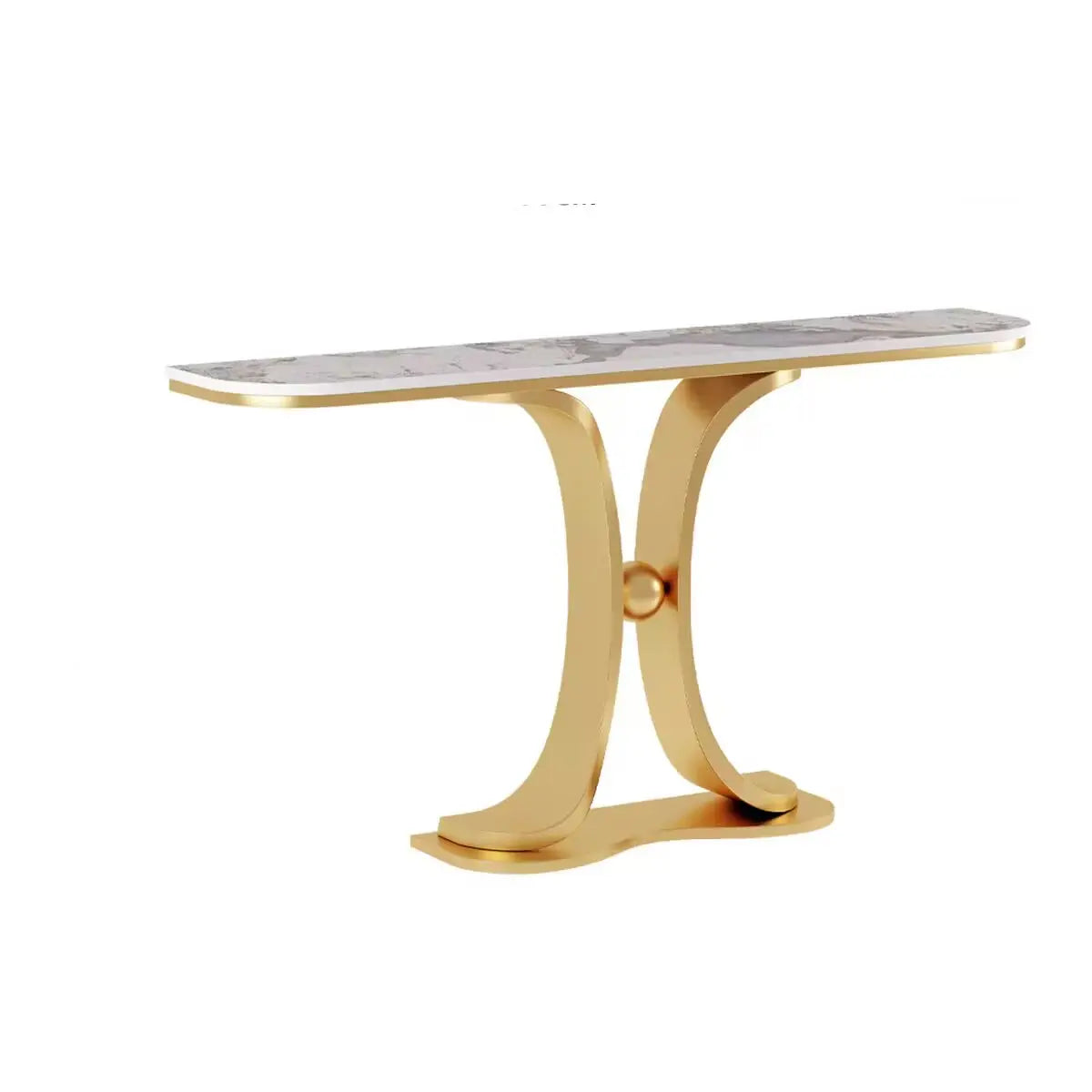 Curved Base Marble Gold Half-circle Display Console Table Image - 3