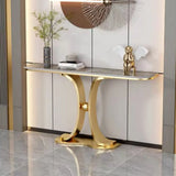 Curved Base Marble Gold Half-circle Display Console Table Image - 4