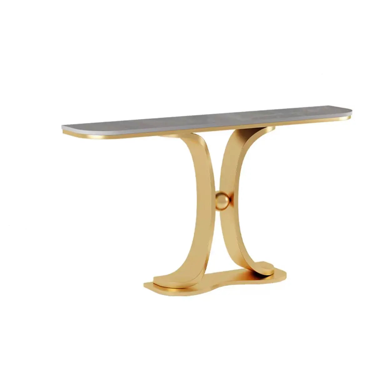 Curved Base Marble Gold Half-circle Display Console Table Image - 5