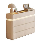 Curved Composite Wood Cream Lighted Horizontal Dresser Image - 12