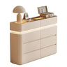 Curved Composite Wood Cream Lighted Horizontal Dresser Image - 12