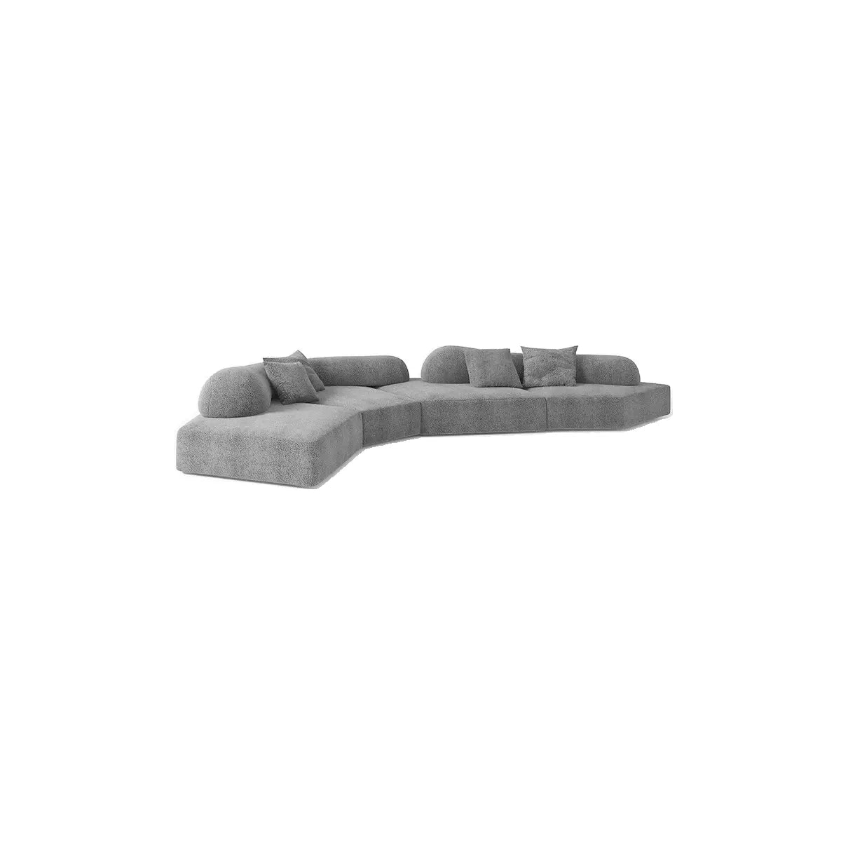 Curved Flannel Living Room Gray Large Sectional Sofa Image - 1