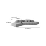 Curved Flannel Living Room Gray Large Sectional Sofa Image - 16