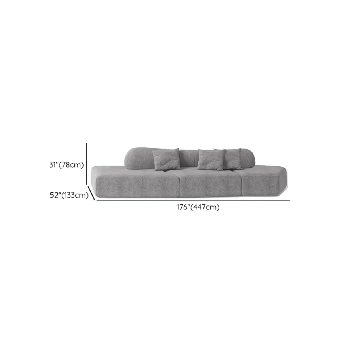 Curved Flannel Living Room Gray Large Sectional Sofa Image - 17