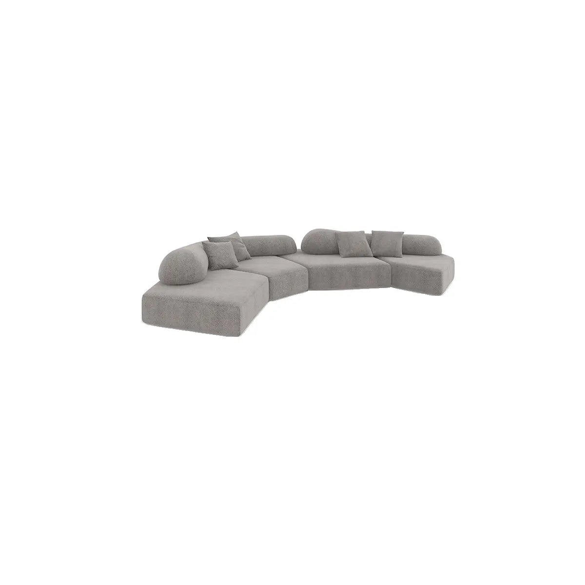 Curved Flannel Living Room Gray Large Sectional Sofa Image - 3