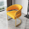 Curved Leather Arm Chair Metal Dining Chair Yellow Image - 1