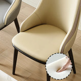 Curved Leather Cushion Armrest Dining Chair Off-White Image - 10