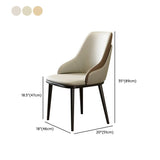 Curved Leather Cushion Armrest Dining Chair Off-White #size