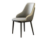 Curved Leather Cushion Armrest Dining Chair Off-White Image - 3