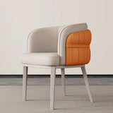 Curved Leather Sloped Arm Dining Chair Orange-Beige Image - 8