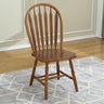 Curved Oak Slat-Back Wooden Dining Chair Walnut Finish Image - 7