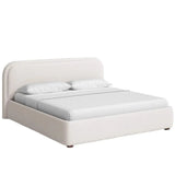 Curved Upholstered White King Headboard Storage Bed Image - 5