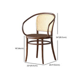 Curved Walnut Armchair Rattan Back Dining Chair Brown Image - 9