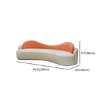 Curved White Orange Faux Leather Upholstered Back Sofa Image - 11