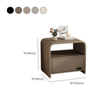 Curved Wood Off-White Drawer Storage Nightstand with Shelves #size