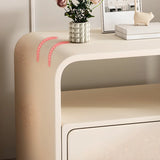 Curved Wood Off-White Drawer Storage Nightstand with Shelves Image - 8