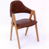 Curved Wood Upholstered Armrest Dining Chair Brown Image - 17