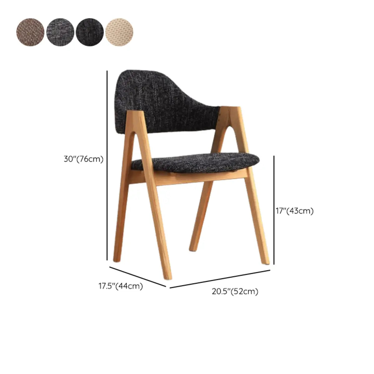 Curved Wood Upholstered Armrest Dining Chair Brown 