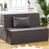 Cushion Back Armless Green King Size Fabric Futon Sofa Bed Image - 10