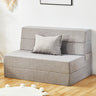 Cushion Back Armless Green King Size Fabric Futon Sofa Bed Image - 3