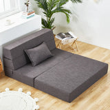 Cushion Back Armless Green King Size Fabric Futon Sofa Bed Image - 8