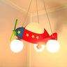 Cute Airplane Ball Wood Kids Room Red Small Chandelier Image - 1