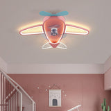 Cute Airplane Kids Room Remote Ceiling Fan with Light Image - 1