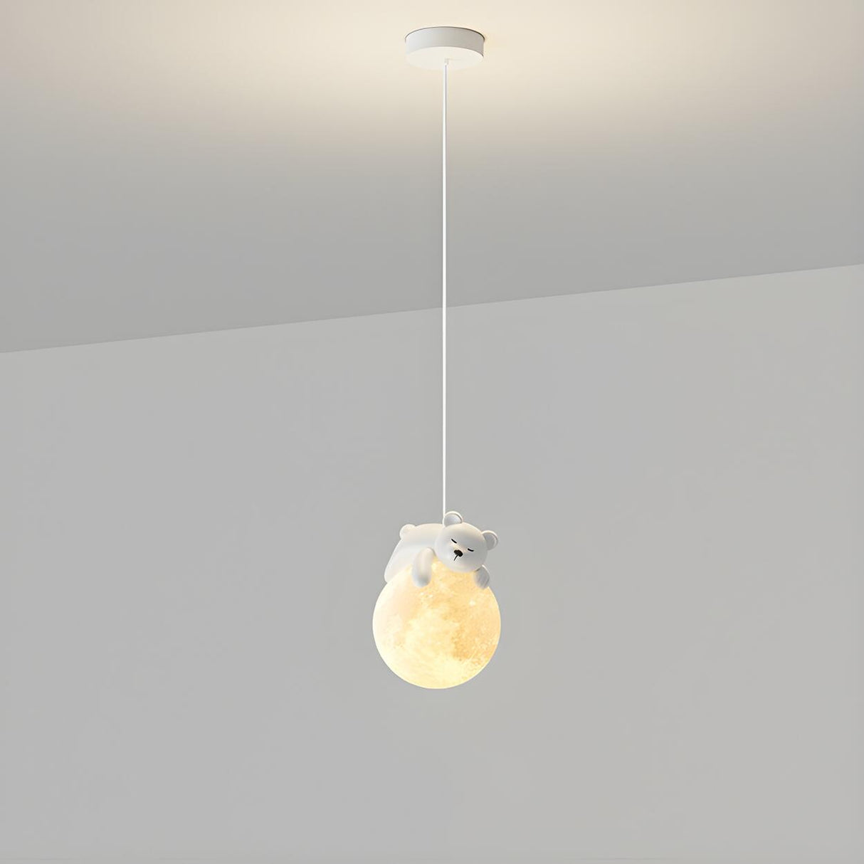 Cute Bear Globe Kids Children Room Pendant Light Image - 3