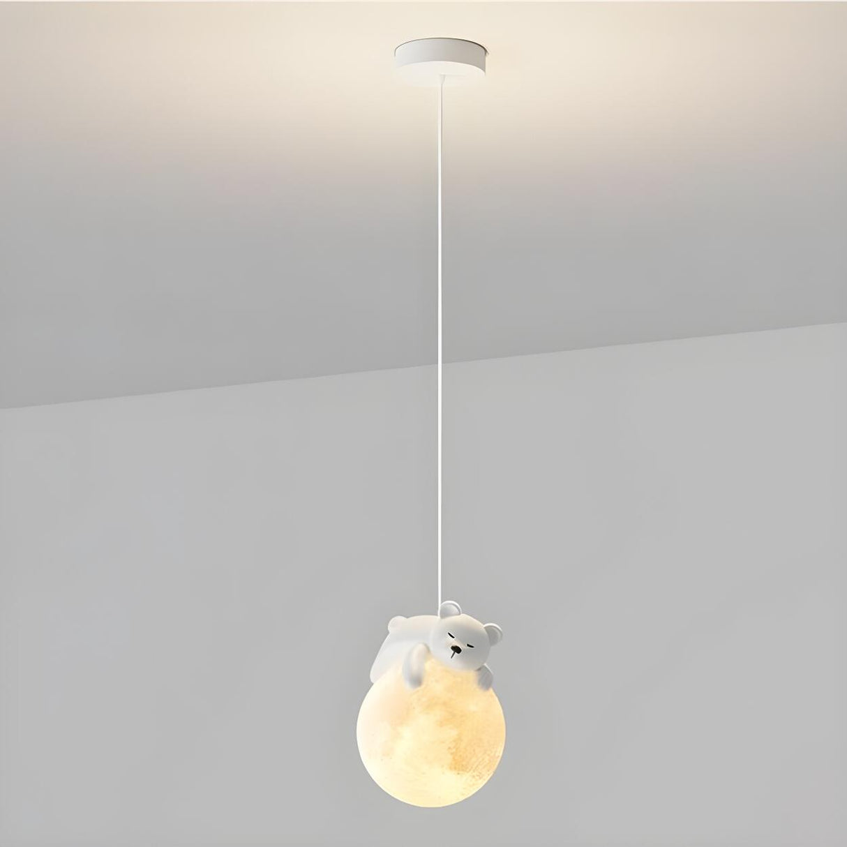 Cute Bear Globe Kids Children Room Pendant Light Image - 9