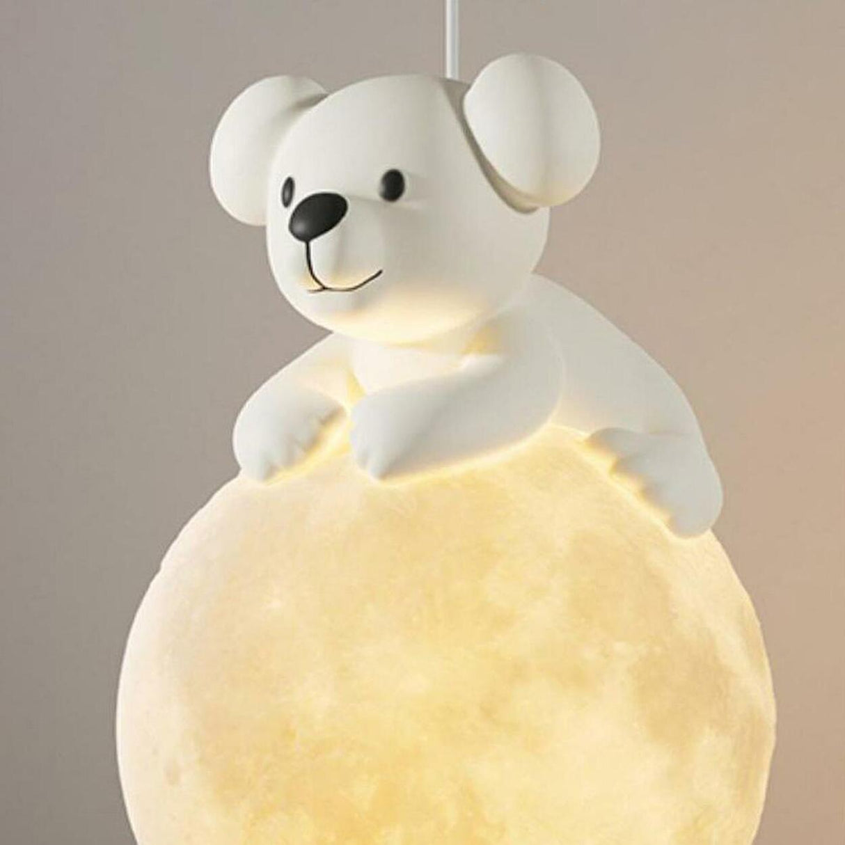 Cute Bear White Acrylic Children Room Pendant Light Image - 11