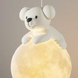 Cute Bear White Acrylic Children Room Pendant Light Image - 11