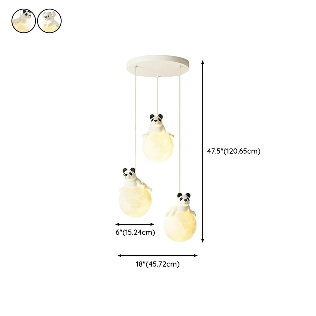 Cute Bear White Acrylic Children Room Pendant Light Image - 14