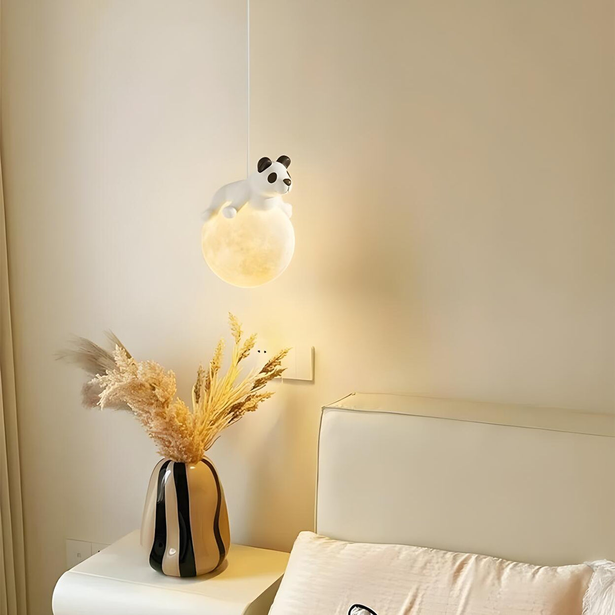 Cute Bear White Acrylic Children Room Pendant Light Image - 2