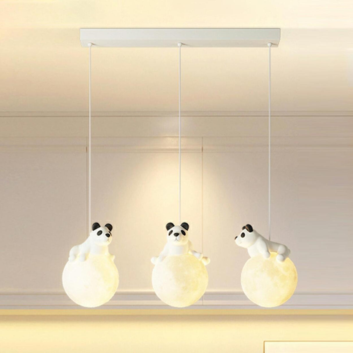 Cute Bear White Acrylic Children Room Pendant Light Image - 5