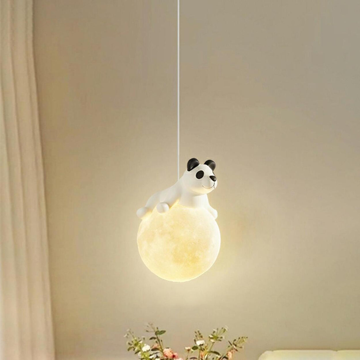 Cute Bear White Acrylic Children Room Pendant Light Image - 7