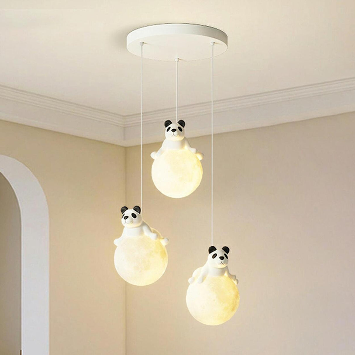 Cute Bear White Acrylic Children Room Pendant Light Image - 8