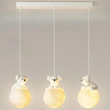 Cute Bear White Acrylic Children Room Pendant Light Image - 9