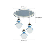 Cute Cartoon Children Room Blue Round Pendant Light Image - 15