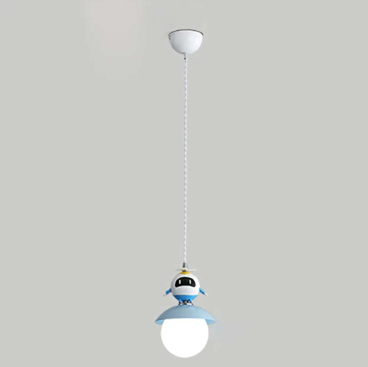 Cute Cartoon Children Room Blue Round Pendant Light Image - 5