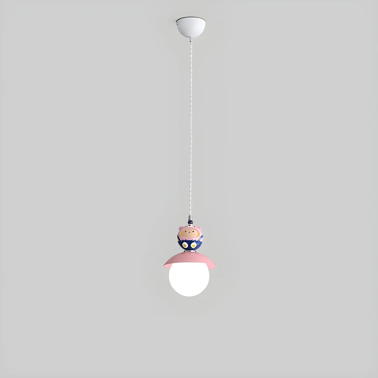 Cute Cartoon Children Room Blue Round Pendant Light Image - 6