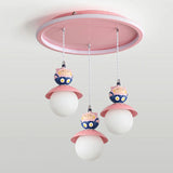 Cute Cartoon Children Room Blue Round Pendant Light Image - 9