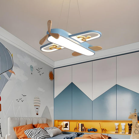 Cute Children Room Blue Airplane Acrylic LED Pendant Light Image - 1